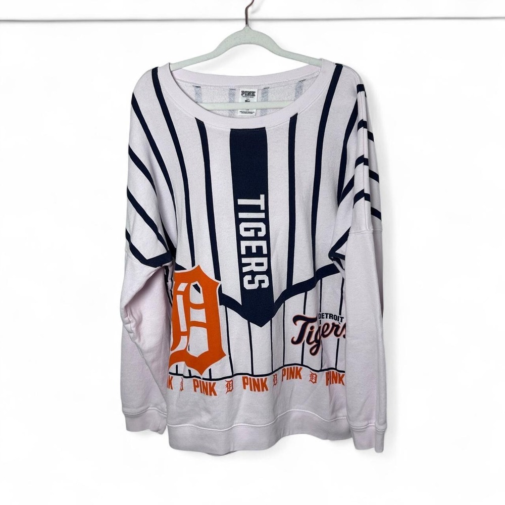 VICTORIAS SECRET PINK VERY RARE MLB DETROIT TIGERS "PINK" SWEATSHIRT Large